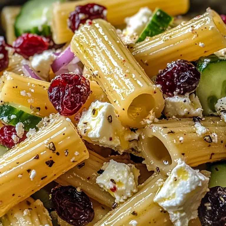 Feta & Cranberry Rigatoni Salad with Lemon Vinaigrette