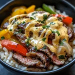 High Protein Philly Cheesesteak Rice Bowls
