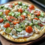 pizza topped with tzatziki sauce