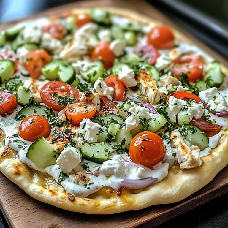 pizza topped with tzatziki sauce